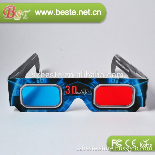 New year red cyan paper 3d glasses with 3d anaglyph filters